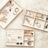 Velvet Ring Earrings Storage Organizer Jewelry Display Stand Holder Tray