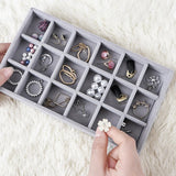 Velvet Ring Earrings Storage Organizer Jewelry Display Stand Holder Tray