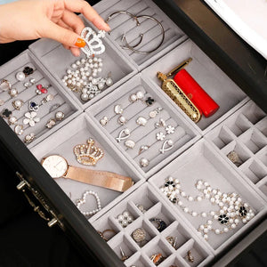 Velvet Ring Earrings Storage Organizer Jewelry Display Stand Holder Tray