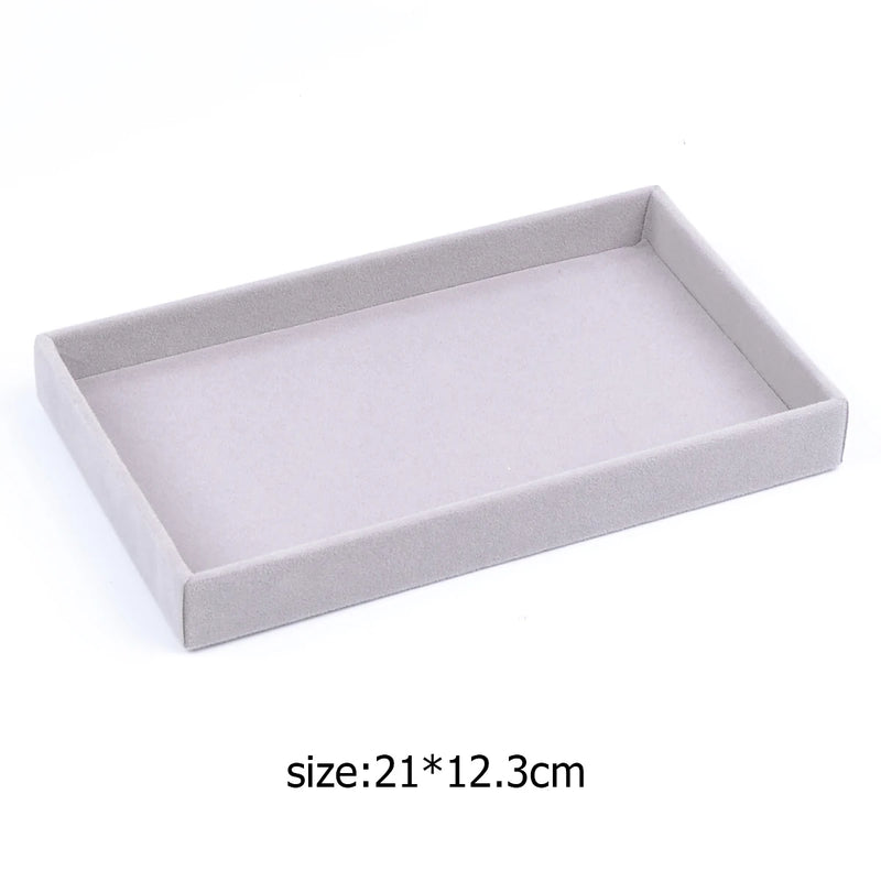 Velvet Ring Earrings Storage Organizer Jewelry Display Stand Holder Tray