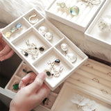 Velvet Ring Earrings Storage Organizer Jewelry Display Stand Holder Tray