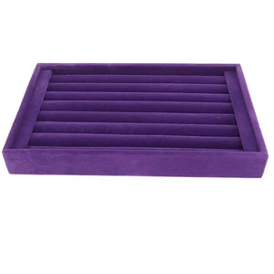 Purple Velvet Ring Organizer 7 Slots Stackable Jewelry Storage Tray