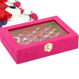 Velvet Rings Stud Earrings Display Box with Glass Lid