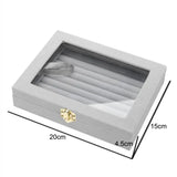 Velvet Rings Stud Earrings Display Box with Glass Lid