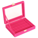 Velvet Rings Stud Earrings Display Box with Glass Lid