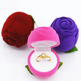 Velvet Rose Shaped Ring Earring Boxes for Jewelry Gift