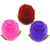 Velvet Rose Shaped Ring Earring Boxes for Jewelry Gift
