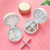 Velvet Round Jewelry Box Travel Organizer Necklace Ring Earring Holder Case