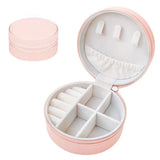 Velvet Round Jewelry Box Travel Organizer Necklace Ring Earring Holder Case