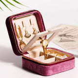 Velvet Square Jewelry Storage Box Portable Organizer Box Women Gift
