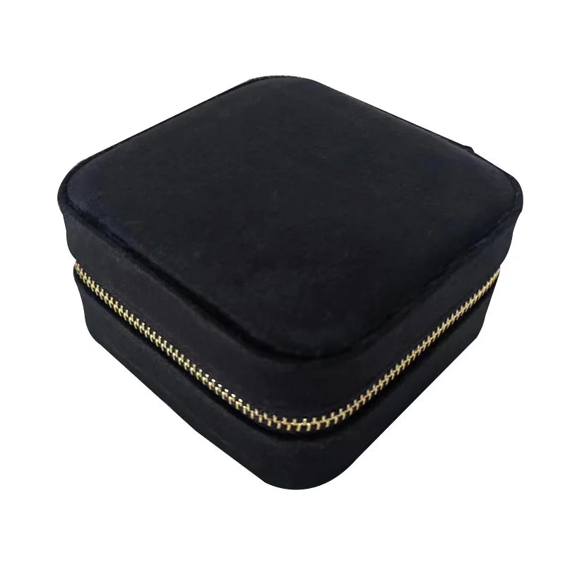 Velvet Square Jewelry Box Necklace Ring Storage Case