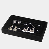 Velvet Stackable Jewelry Display Tray Grid Storage Box Organizer Rings Earrings