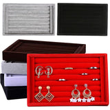 Velvet Stackable Jewelry Display Tray Grid Storage Box Organizer Rings Earrings