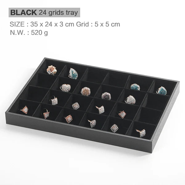 Velvet Stackable Jewelry Tray Ring Necklace Display Holder Organizer Stand