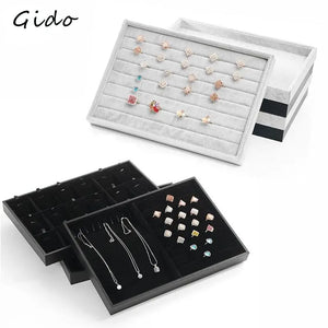 Velvet Stackable Jewelry Tray Ring Necklace Display Holder Organizer Stand