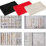Velvet Suede Ring Earrings Organizer Tray Jewelry Display Stand Holder