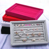 Velvet Suede Ring Earrings Organizer Tray Jewelry Display Stand Holder