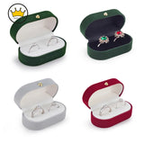 Velvet Double Rings Box Jewelry Organizer Wedding Joyeros Organizador De...