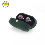 Velvet Double Rings Box Jewelry Organizer Wedding Joyeros Organizador De...