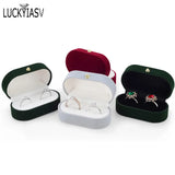 Velvet Trinket Box Double Rings Jewelry Box