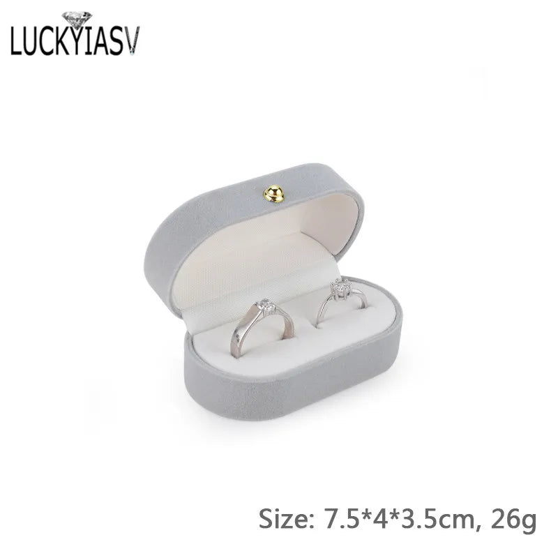 Velvet Trinket Box Double Rings Jewelry Box