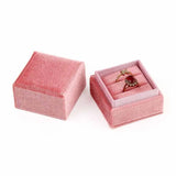 Velvet Double Rings Box Wedding Jewelry Organizer