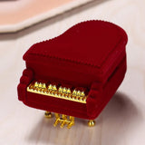 Velvet Violin Piano Shaped Jewelry Box Wedding Ring Earring Holder