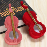 Velvet Violin Piano Shaped Jewelry Box Wedding Ring Earring Holder