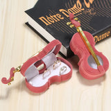 Velvet Violin Piano Shaped Jewelry Box Wedding Ring Earring Holder