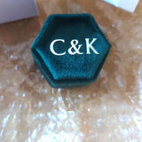 Personalized Velvet Wedding Ring Box - Hexagon Design