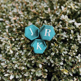 Personalized Velvet Wedding Ring Box - Hexagon Design
