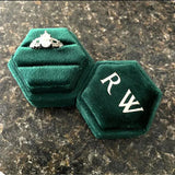 Personalized Velvet Wedding Ring Box - Hexagon Design