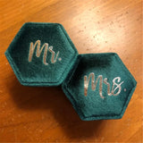 Personalized Velvet Wedding Ring Box - Hexagon Design