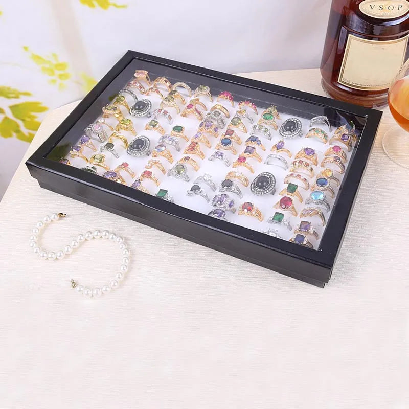 Velvet Earrings Ring Organizer 100 Slots Jewelry Display Stand Holder