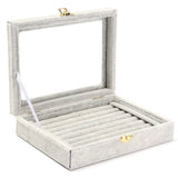 Velvet Wooden Earring Ring Holder Jewelry Box Rings Tray Holder