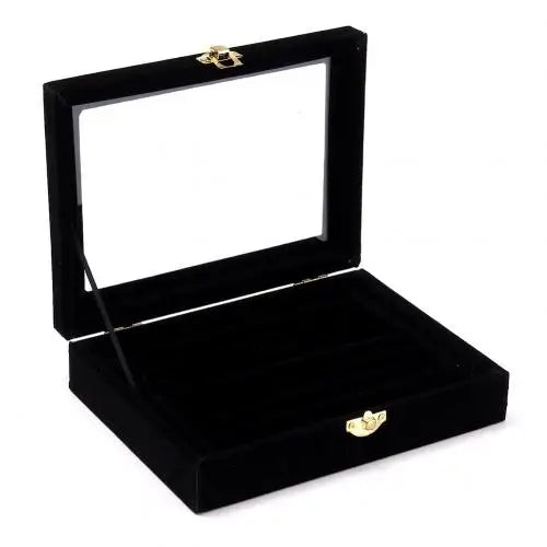 Velvet Wooden Earring Ring Holder Jewelry Box Rings Tray Holder