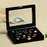 Velvet Wooden Earring Ring Holder Jewelry Box Rings Tray Holder