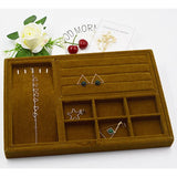 Velvet Ring Earrings Display Tray Jewelry Organizer Case
