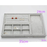 Velvet Ring Earrings Display Tray Jewelry Organizer Case