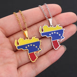 Venezuela Map Flag Pendant Necklace Stainless Steel For Women Men