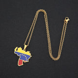 Venezuela Map Flag Pendant Necklace Stainless Steel For Women Men