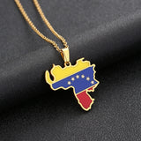 Venezuela Map Flag Pendant Necklace Stainless Steel For Women Men
