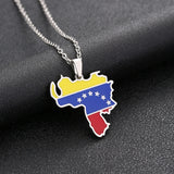 Venezuela Map Flag Pendant Necklace Stainless Steel For Women Men