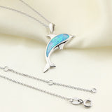 925 Sterling Silver Opal Necklace for Women Girl Gift Dolphin Pendant