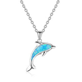 925 Sterling Silver Opal Necklace for Women Girl Gift Dolphin Pendant