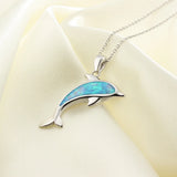 925 Sterling Silver Opal Necklace for Women Girl Gift Dolphin Pendant