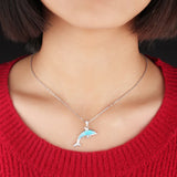 925 Sterling Silver Opal Necklace for Women Girl Gift Dolphin Pendant
