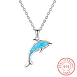 925 Sterling Silver Opal Necklace for Women Girl Gift Dolphin Pendant