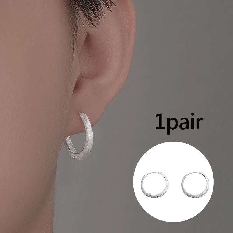 925 Silver Frosting Geometry Earring Birthday Gift
