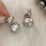 925 Silver Geometry Pearl Earring Retro Branch Jewelry